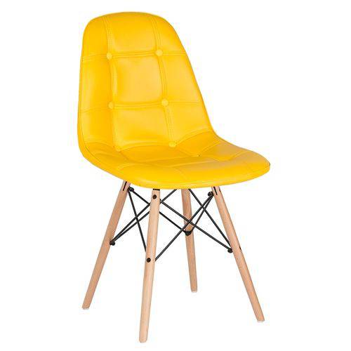Tamanhos, Medidas e Dimensões do produto Cadeira Estofada Eames Botonê - Eiffel - Amarelo - Madeira Clara