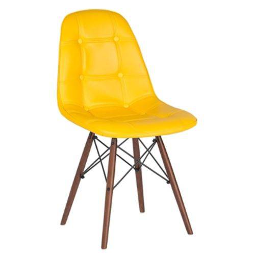 Tamanhos, Medidas e Dimensões do produto Cadeira Estofada Eames Botonê - Eiffel - Amarelo - Madeira Escura