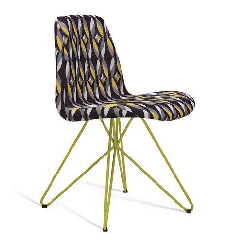 Tamanhos, Medidas e Dimensões do produto Cadeira Estofada Eames com Pés de Aço Amarelo - Colorido Preto