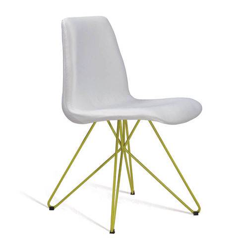 Tamanhos, Medidas e Dimensões do produto Cadeira Estofada Eames com Pés de Aço Amarelo - Off White