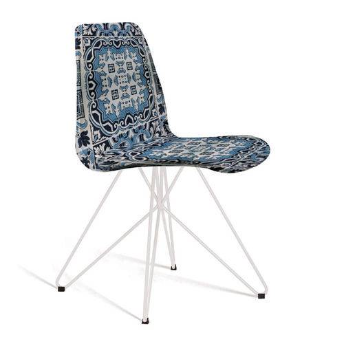 Tamanhos, Medidas e Dimensões do produto Cadeira Estofada Eames com Pés de Aço - Azul/branco