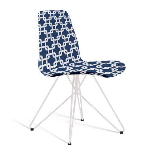 Tamanhos, Medidas e Dimensões do produto Cadeira Estofada Eames com Pés de Aço Branco - Azul/branco