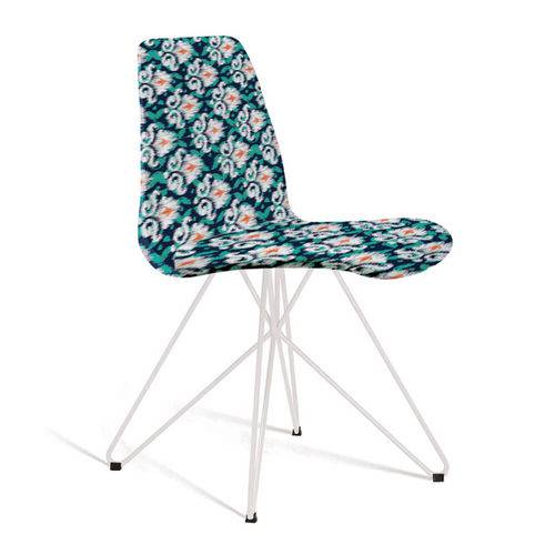 Tamanhos, Medidas e Dimensões do produto Cadeira Estofada Eames com Pés de Aço Branco - Azul/verde