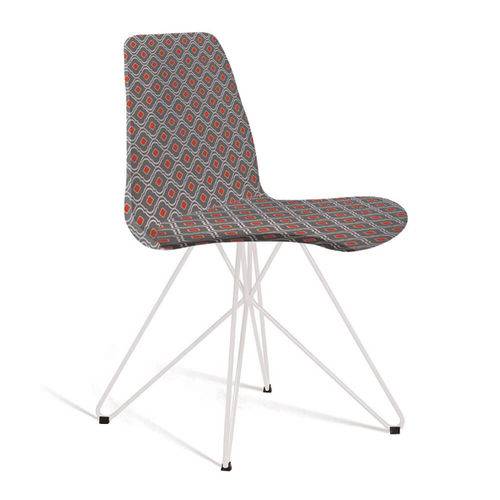 Tamanhos, Medidas e Dimensões do produto Cadeira Estofada Eames com Pés de Aço Branco - Cinza/laranja