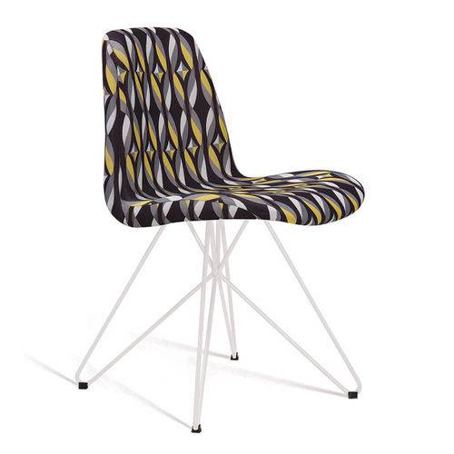 Tamanhos, Medidas e Dimensões do produto Cadeira Estofada Eames com Pés de Aço Branco - Colorido Preto