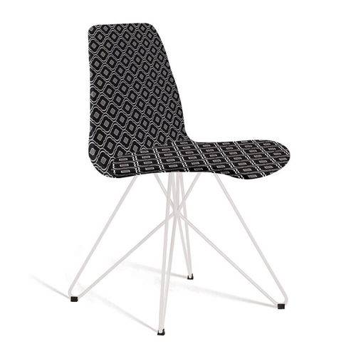 Tamanhos, Medidas e Dimensões do produto Cadeira Estofada Eames com Pés de Aço Branco - Preto/cinza