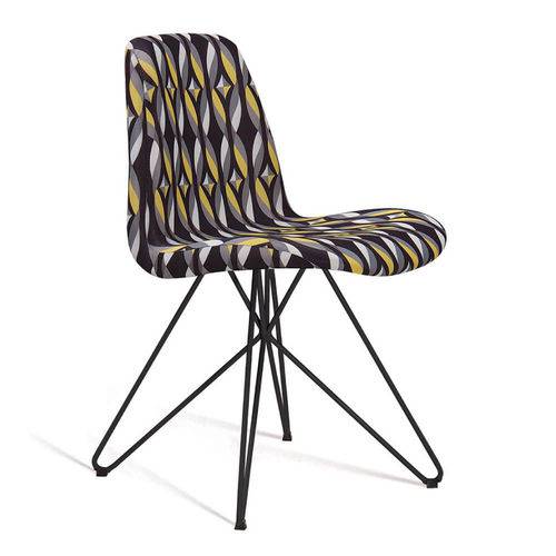 Tamanhos, Medidas e Dimensões do produto Cadeira Estofada Eames com Pés de Aço - Colorido Preto