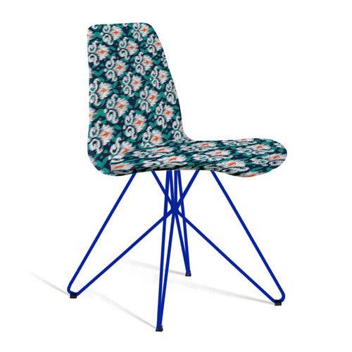Tamanhos, Medidas e Dimensões do produto Cadeira Estofada Eames com Pés de Aço Preto - Azul/verde