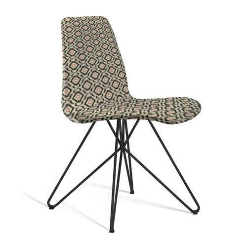 Tamanhos, Medidas e Dimensões do produto Cadeira Estofada Eames com Pés de Aço Preto - Cinza/bege