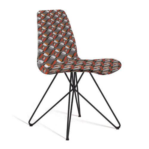 Tamanhos, Medidas e Dimensões do produto Cadeira Estofada Eames com Pés de Aço Preto - Colorido Cinza