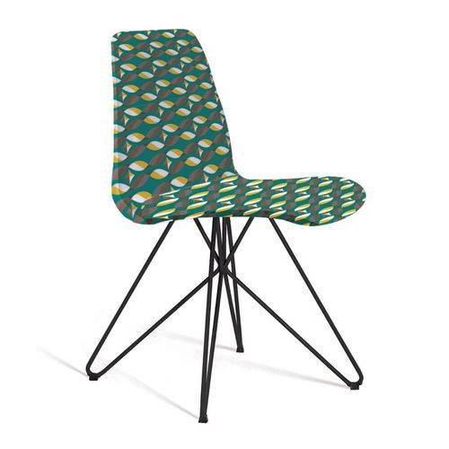 Tamanhos, Medidas e Dimensões do produto Cadeira Estofada Eames com Pés de Aço Preto - Colorido Verde