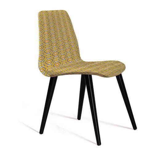 Tamanhos, Medidas e Dimensões do produto Cadeira Estofada Eames em Suede com Pés Palito - Amarelo/cinza