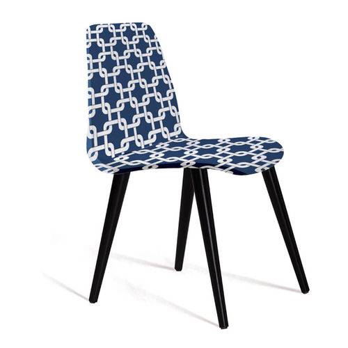 Tamanhos, Medidas e Dimensões do produto Cadeira Estofada Eames em Suede com Pés Palito - Azul/branco