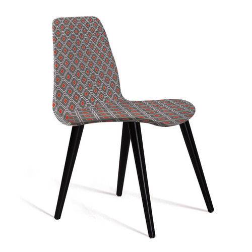 Tamanhos, Medidas e Dimensões do produto Cadeira Estofada Eames em Suede com Pés Palito - Cinza/laranja