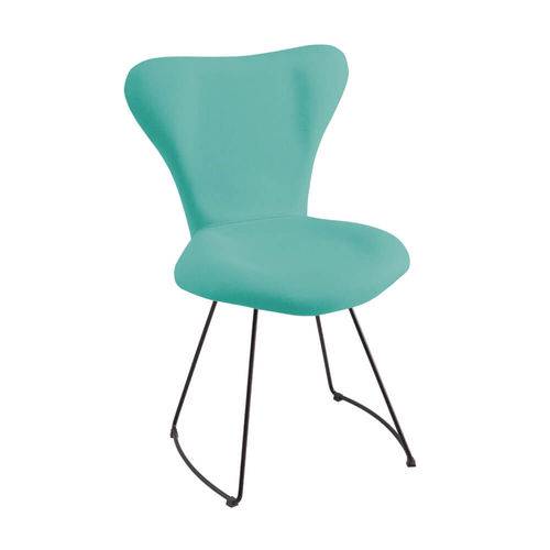 Tamanhos, Medidas e Dimensões do produto Cadeira Estofada Jacobsen com Pés Aço Preto - Azul Turquesa