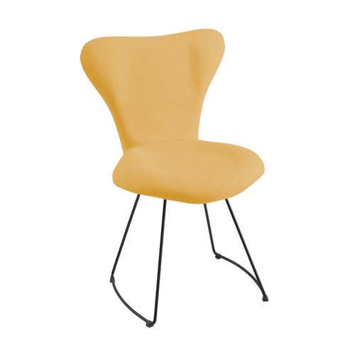 Tamanhos, Medidas e Dimensões do produto Cadeira Estofada Jacobsen com Pés Aço Preto - Linho Amarelo