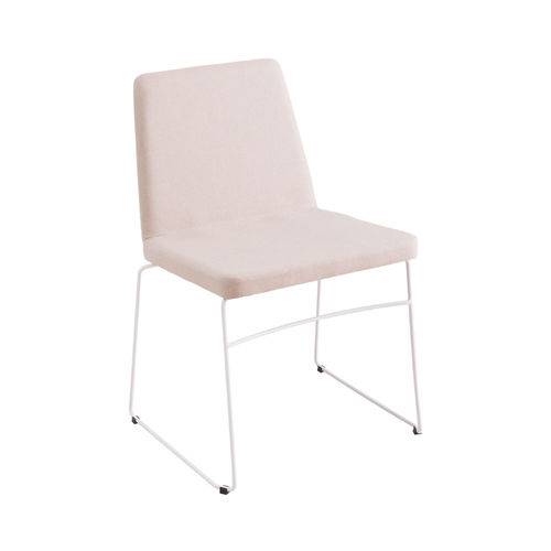 Tamanhos, Medidas e Dimensões do produto Cadeira Estofada Paris com Pés Aço Branco - Algodão Bege