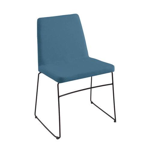 Tamanhos, Medidas e Dimensões do produto Cadeira Estofada Paris com Pés Aço Preto - Linho Azul Jeans
