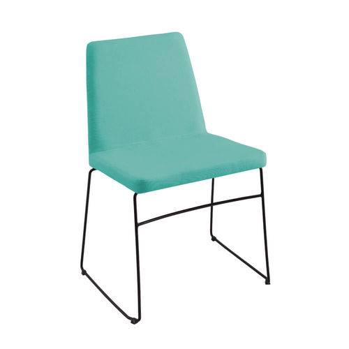 Tamanhos, Medidas e Dimensões do produto Cadeira Estofada Paris com Pés Aço Preto - Linho Azul Turquesa