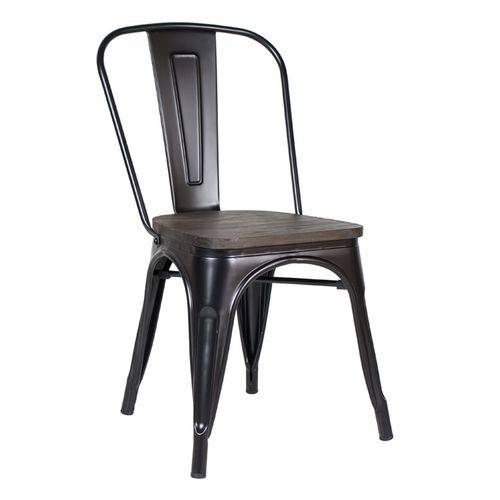 Tamanhos, Medidas e Dimensões do produto Cadeira Iron Tolix com Assento Madeira Escura - Preto