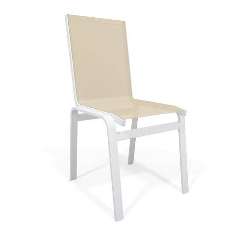 Tamanhos, Medidas e Dimensões do produto Cadeira Jantar Area Gourmet Alumínio Branco Tela Bege