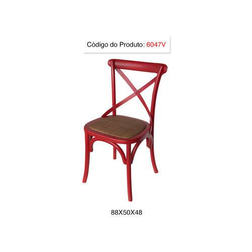 Tamanhos, Medidas e Dimensões do produto Cadeira Katrina Cross Paris - Cor Vermelha - Assento em Rattan Natural