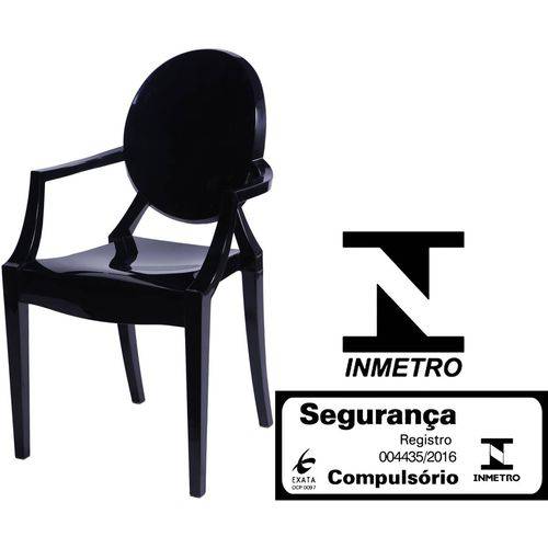 Tamanhos, Medidas e Dimensões do produto Cadeira Louis Ghost com Braco Cor Preta - 9913