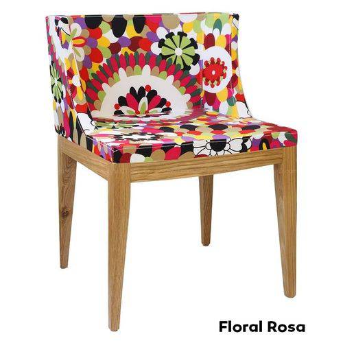 Tamanhos, Medidas e Dimensões do produto Cadeira Mademoiselle - Base Madeira - Assento Floral Rosa