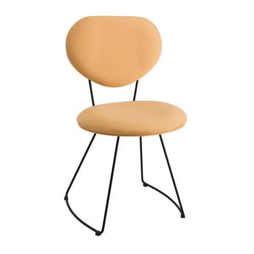 Tamanhos, Medidas e Dimensões do produto Cadeira Milão Estofada com Pés Aço Preto - Linho Amarelo