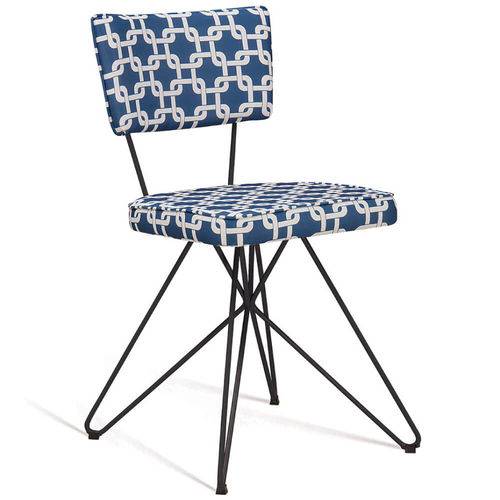 Tamanhos, Medidas e Dimensões do produto Cadeira Retrô Butterfly com Pés de Aço Preto - Azul/branco