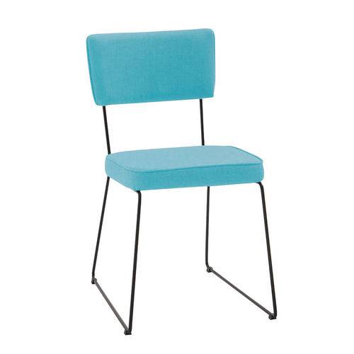Tamanhos, Medidas e Dimensões do produto Cadeira Roma em Linho com Pés Aço Preto - Azul Turquesa
