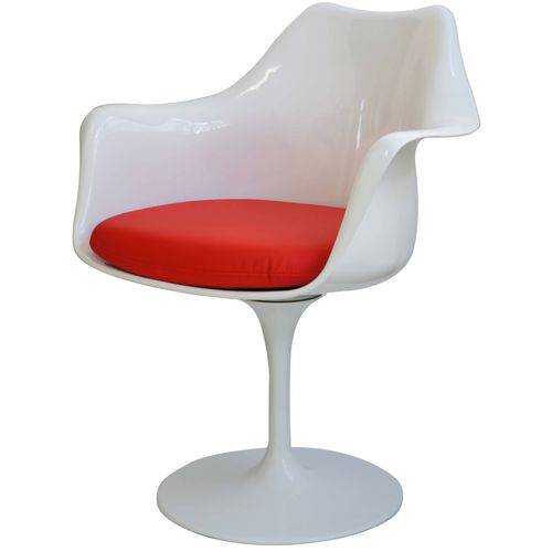 Tamanhos, Medidas e Dimensões do produto Cadeira Saarinen Branco com Braço (Almofada Vermelha) -15055