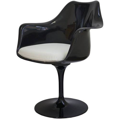 Tamanhos, Medidas e Dimensões do produto Cadeira Saarinen Preto com Braco (Almofada Branca) - 15050