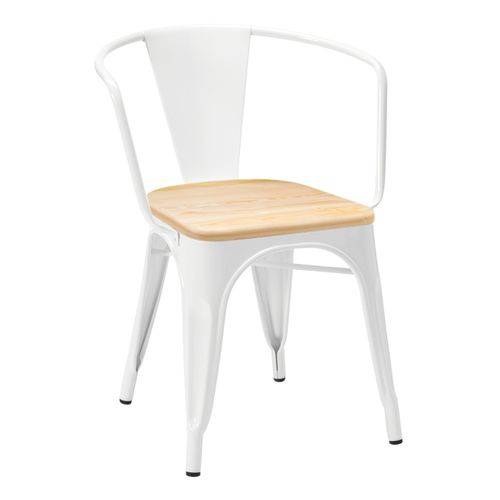 Tamanhos, Medidas e Dimensões do produto Cadeira Tolix com Braços e Assento Madeira - Branco