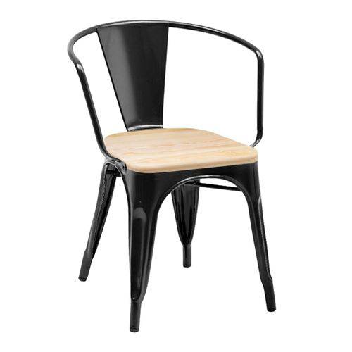 Tamanhos, Medidas e Dimensões do produto Cadeira Tolix com Braços e Assento Madeira - Preto