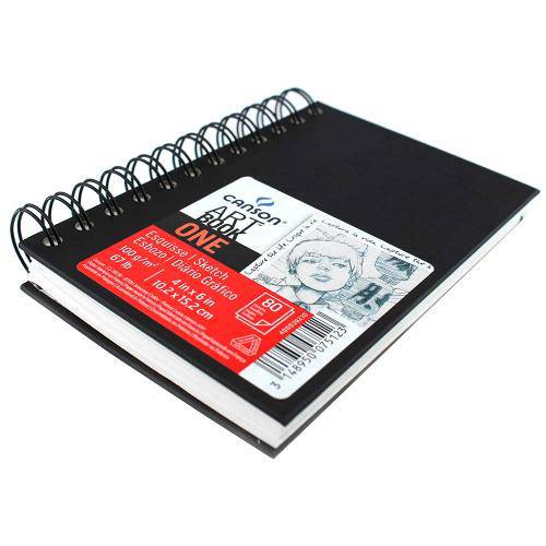 Tamanhos, Medidas e Dimensões do produto Caderneta Espiralada para Esboço Canson – Art Book One Preto 100g/M² 10,2 X 15,2 Cm - 400039210