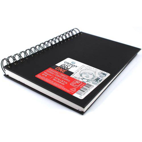 Tamanhos, Medidas e Dimensões do produto Caderneta Espiralada para Esboço Canson – Art Book One Preto 100g/M² 14 X 21,6 Cm - 400039211