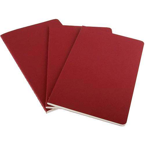 Tamanhos, Medidas e Dimensões do produto Caderneta Moleskine Cahier Pautado Grande Capa Flexível Vermelho - Conjunto com 3