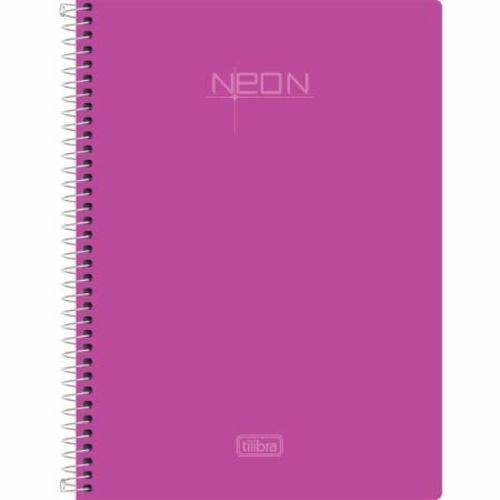 Tamanhos, Medidas e Dimensões do produto Caderno Espiral Capa Plástica 1/4 Sem Pauta Neon Rosa 96 Folhas Tilibra