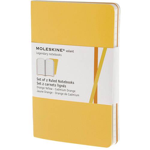 Tamanhos, Medidas e Dimensões do produto Caderno Moleskine Volant Pautado Amarelo de Bolso com Capa Flexível - Kit com 2