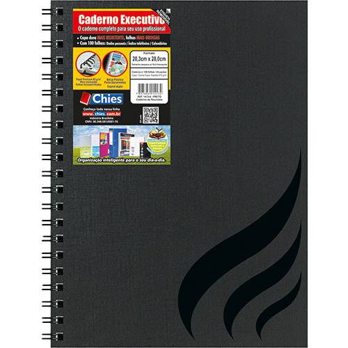 Tamanhos, Medidas e Dimensões do produto Caderno para Uso Geral com 96 Folhas Preto - Chies
