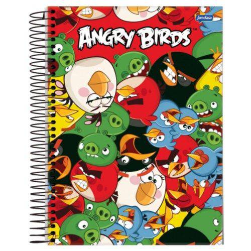 Tamanhos, Medidas e Dimensões do produto Caderno Universitário Espiral 1x1 96 Folhas Capa Dura Jandaia - Angry Birds 04