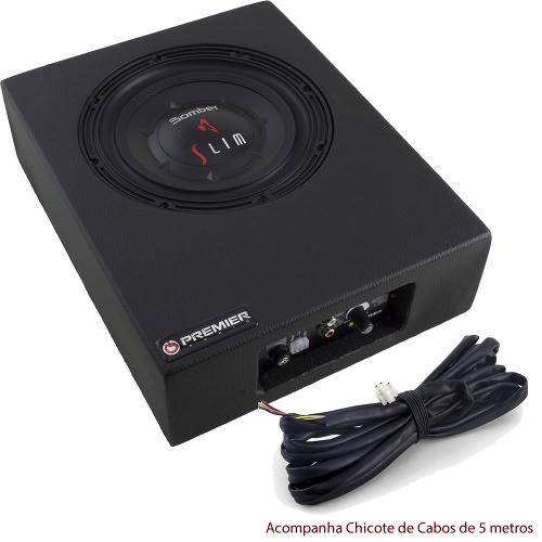 Tamanhos, Medidas e Dimensões do produto Caixa Amplificada Ativa Slim Fit Premier Audio com 1 Sub 8" Bomber Slim - 200 Watts Rms + Chicote