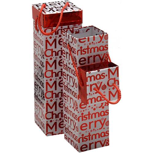 Tamanhos, Medidas e Dimensões do produto Caixa de Presente para Garrafa Natal Style Vermelha 2 Unidades - Santini
