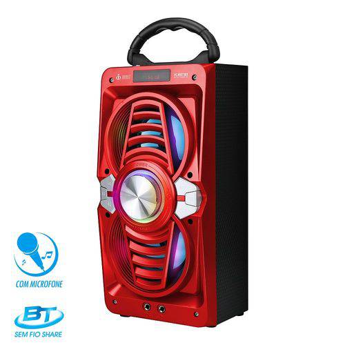 Tamanhos, Medidas e Dimensões do produto Caixa de Som Bluetooth Alto Falante Dupla Bass 12Watts VC-M873BT Infokit Vermelho