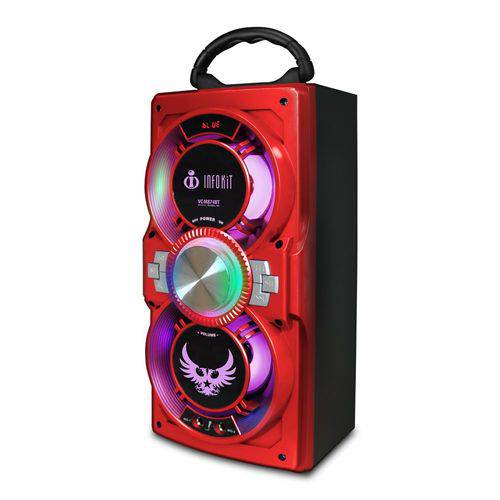 Tamanhos, Medidas e Dimensões do produto Caixa de Som Bluetooth 12Watts Alto-Falante Dupla Bass VC-M874BT InfoKit Vermelho