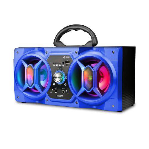Tamanhos, Medidas e Dimensões do produto Caixa de Som Bluetooth 12W Super Bass com Visor SD USB FM-Vc-M601BT-Infokit-Azul