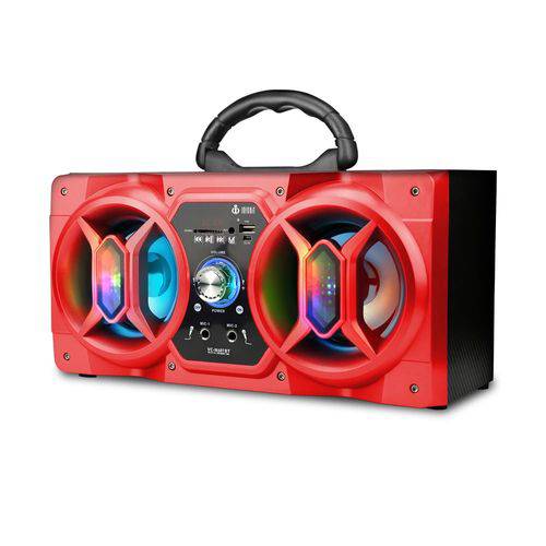 Tamanhos, Medidas e Dimensões do produto Caixa de Som Bluetooth 12W Super Bass com Visor SD USB FM-Vc-M601BT-Infokit-Vermelho