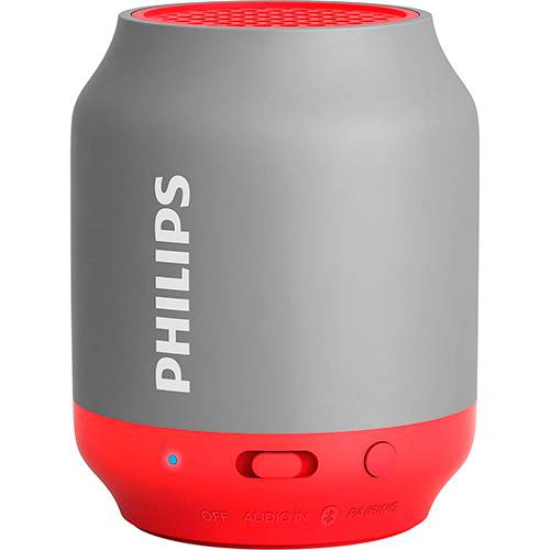 Tamanhos, Medidas e Dimensões do produto Caixa de Som Bluetooth Philips BT50GX/78 Cinza e Vermelha - 2W RMS Entrada Auxiliar