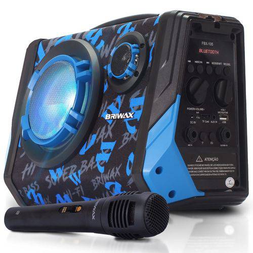 Tamanhos, Medidas e Dimensões do produto Caixa de Som Bluetooth Portátil Briwax 25w Fm Usb Microfone FBX-105 Azul